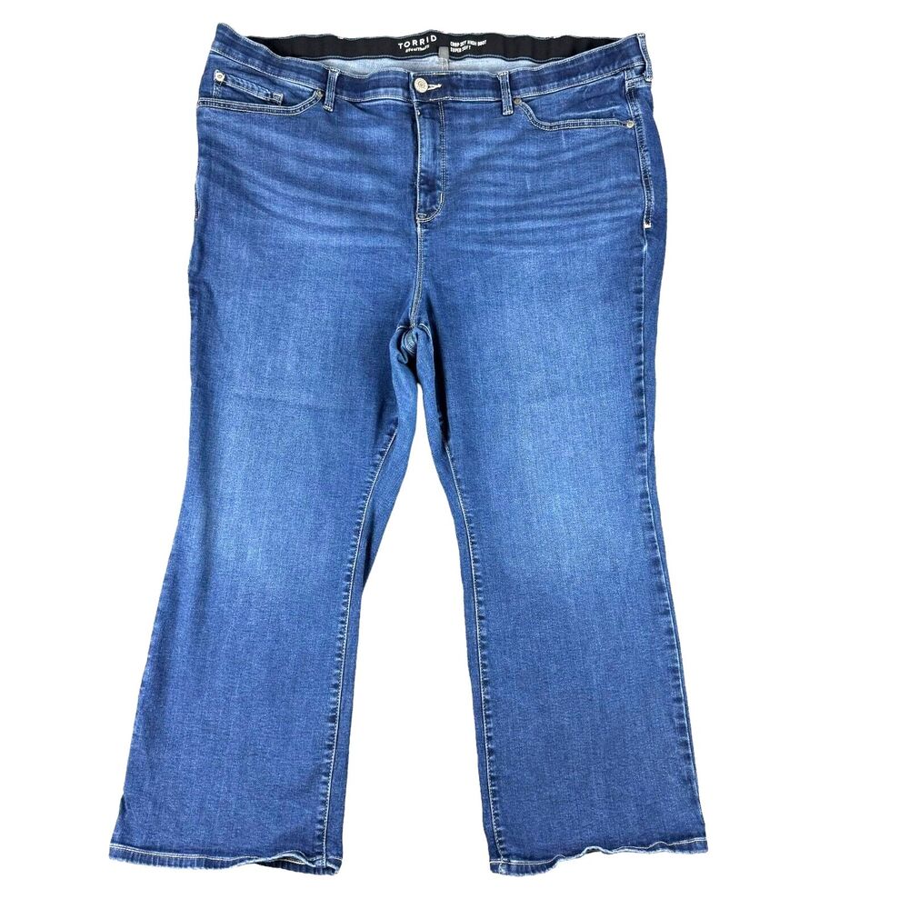 TORRID Jeans Women's 24 Blue Crop Sky High Boot Super Soft Medium Wash Whiskered